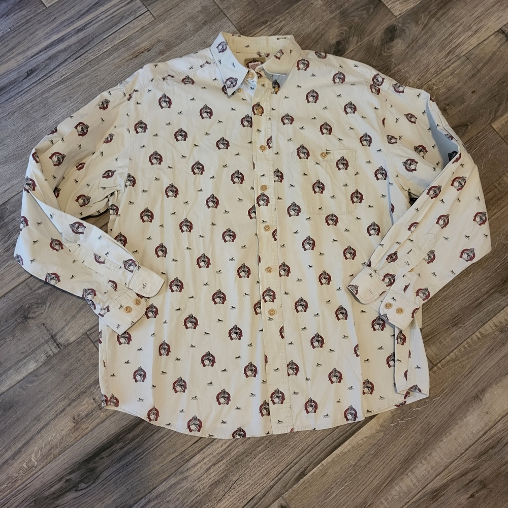 Barn Fly hoarse western pattern mens button down size M